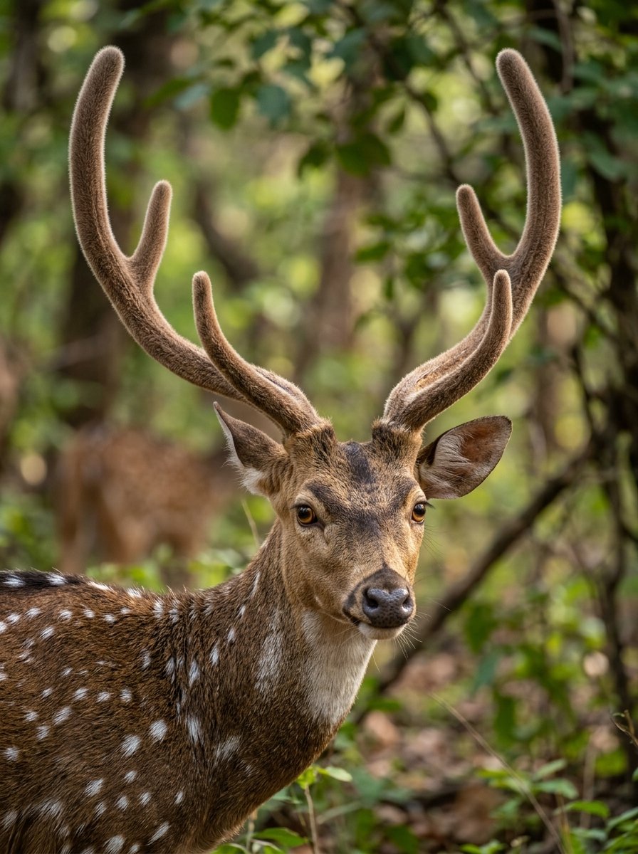 Deer grazing peacefully near water body
